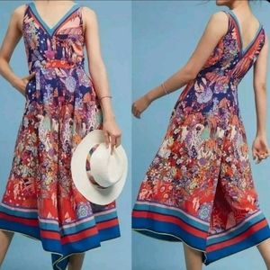 ANTHROPOLOGIE maeve Iris floral print wide leg cropped jumpsuit